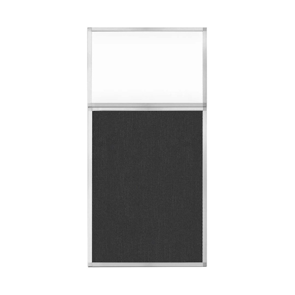 Hush Panel Configurable Cubicle Partition 3' x 6' W/ Window Black Fabric Clear Window